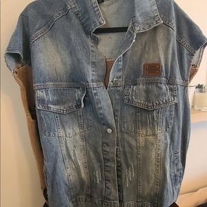 Oversized jean/knit vest